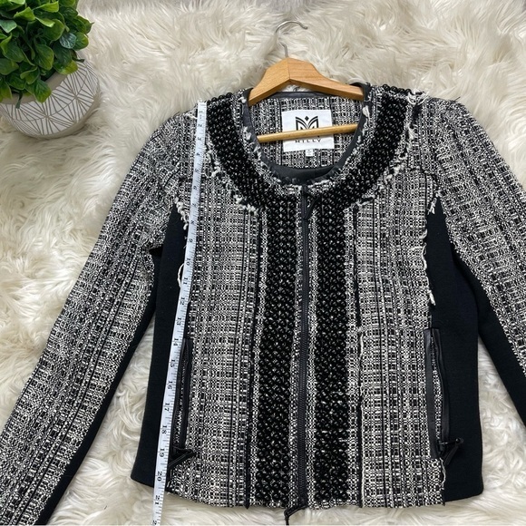 Milly Studded Leather-Trim‎ Tweed Jacket - Picture 6 of 10